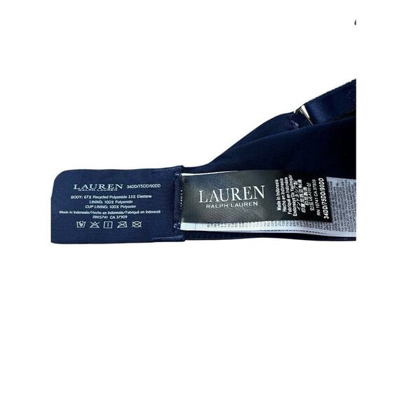 Lauren Ralph Lauren RLL Logo Underwire T Shirt Bra Navy Blue 34DD Full Cover NWT - Picture 6 of 7